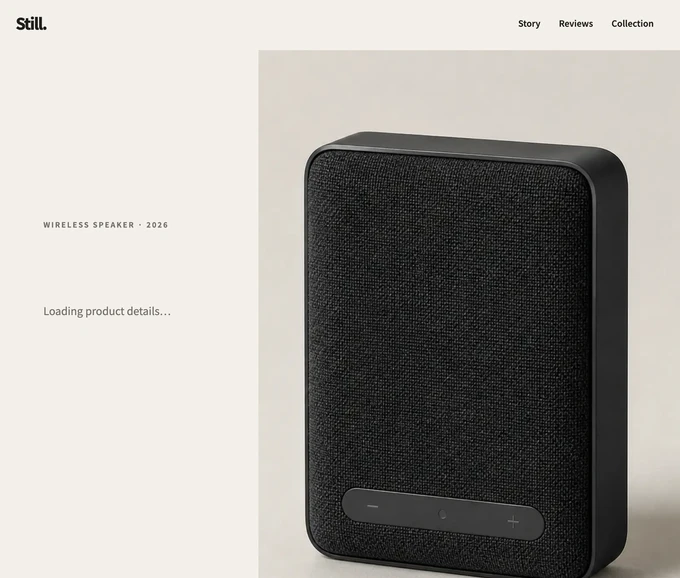 Before server rendering Page stuck on the product loading state when JavaScript is disabled